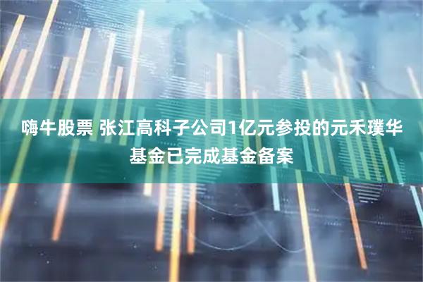 嗨牛股票 张江高科子公司1亿元参投的元禾璞华基金已完成基金备案