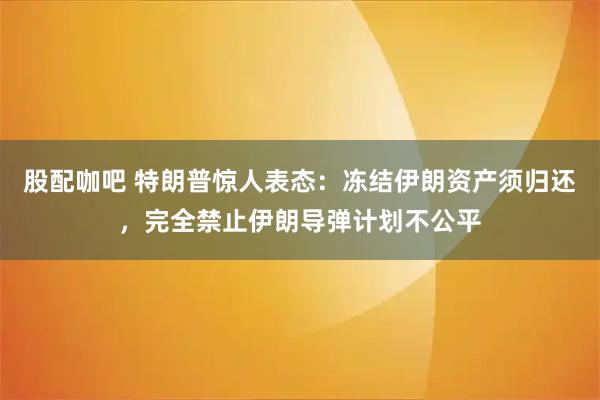 股配咖吧 特朗普惊人表态：冻结伊朗资产须归还，完全禁止伊朗导弹计划不公平